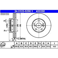 ATE 422258 brake disc 24.0122-0258.1, set of 2 - Brake Disc
