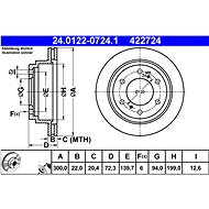 ATE 422724 brake disc 24.0122-0724.1, set of 2 - Brake Disc