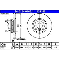 ATE 424166 brake disc 24.0124-0166.1, set of 2 - Brake Disc