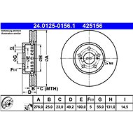 ATE 425156 brake disc 24.0125-0156.1, set of 2 - Brake Disc
