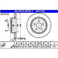 ATE 411172 brake disc 24.0111-0172.1, set of 2 - Brake Disc