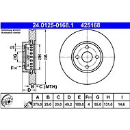 ATE 425168 brake disc 24.0125-0168.1, set of 2 - Brake Disc