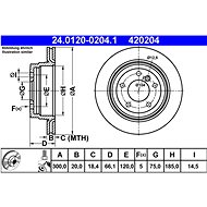 ATE 420204 brake disc 24.0120-0204.1, set of 2 - Brake Disc