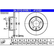 ATE 412155 brake disc 24.0112-0155.1, set of 2 - Brake Disc