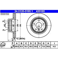 ATE 420195 brake disc 24.0120-0195.1, set of 2 - Brake Disc