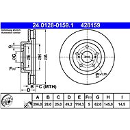 ATE 428159 brake disc 24.0128-0159.1, set of 2 - Brake Disc