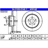 ATE 409146 brake disc 24.0109-0146.1, set of 2 - Brake Disc
