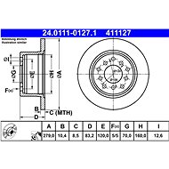 ATE 411127 brake disc 24.0111-0127.1, set of 2 - Brake Disc