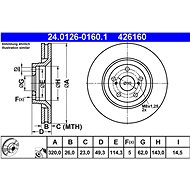 ATE 426160 brake disc 24.0126-0160.1, set of 2 - Brake Disc