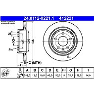 ATE 412221 brake disc 24.0112-0221.1, set of 2 - Brake Disc