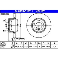 ATE 424197 brake disc 24.0124-0197.1, set of 2 - Brake Disc