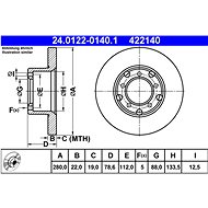 ATE 422140 brake disc 24.0122-0140.1, set of 2 - Brake Disc