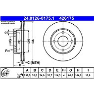 ATE 426175 brake disc 24.0126-0175.1, set of 2 - Brake Disc
