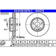 ATE 428276 brake disc 24.0128-0276.1, set of 2 - Brake Disc