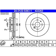 ATE 422263 brake disc 24.0122-0263.1, set of 2 - Brake Disc