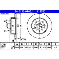 ATE 412703 brake disc 24.0112-0703.1, set of 2 - Brake Disc