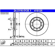 ATE 416126 brake disc 24.0116-0126.1, set of 2 - Brake Disc