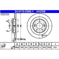 ATE 410369 brake disc 24.0110-0369.1, set of 2 - Brake Disc