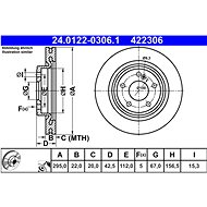 ATE 422306 brake disc 24.0122-0306.1, set of 2 - Brake Disc