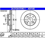 ATE 424146 brake disc 24.0124-0146.1, set of 2 - Brake Disc