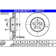 ATE 428317 brake disc 24.0128-0317.1, set of 2 - Brake Disc