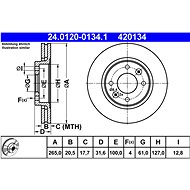 ATE 420134 brake disc 24.0120-0134.1, set of 2 - Brake Disc