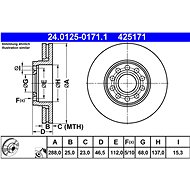 ATE 425171 brake disc 24.0125-0171.1, set of 2 - Brake Disc