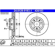 ATE 426183 brake disc 24.0126-0183.1, set of 2 - Brake Disc