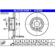 ATE 418105 brake disc 24.0118-0105.1, set of 2 - Brake Disc