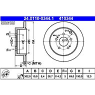 ATE 410344 brake disc 24.0110-0344.1, set of 2 - Brake Disc