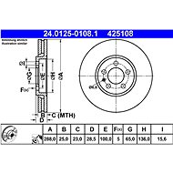 ATE 425108 brake disc 24.0125-0108.1, set of 2 - Brake Disc