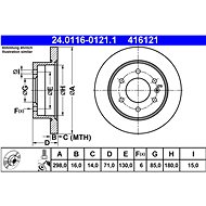 ATE 416121 brake disc 24.0116-0121.1, set of 2 - Brake Disc