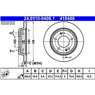 ATE 410408 brake disc 24.0110-0408.1, set of 2 - Brake Disc