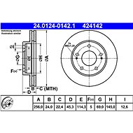 ATE 424142 brake disc 24.0124-0142.1, set of 2 - Brake Disc