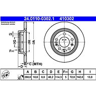 ATE 410302 brake disc 24.0110-0302.1, set of 2 - Brake Disc