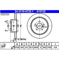 ATE 410728 brake disc 24.0110-0728.1, set of 2 - Brake Disc