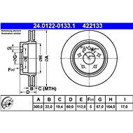 ATE 422133 brake disc 24.0122-0133.1, set of 2 - Brake Disc