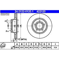 ATE 422120 brake disc 24.0122-0120.1, set of 2 - Brake Disc