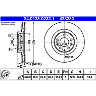 ATE 428233 brake disc 24.0128-0233.1, set of 2 - Brake Disc