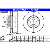 ATE 424109 brake disc 24.0124-0109.1, set of 2 - Brake Disc