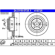 ATE 418725 brake disc 24.0118-0725.1, set of 2 - Brake Disc