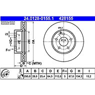ATE 428155 brake disc 24.0128-0155.1, set of 2 - Brake Disc