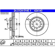 ATE 424140 brake disc 24.0124-0140.1, set of 2 - Brake Disc