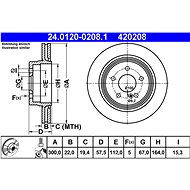 ATE 420208 brake disc 24.0120-0208.1, set of 2 - Brake Disc