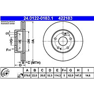 ATE 422183 brake disc 24.0122-0183.1, set of 2 - Brake Disc