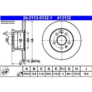 ATE 413132 brake disc 24.0113-0132.1, set of 2 - Brake Disc