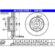 ATE 426108 brake disc 24.0126-0108.1, set of 2 - Brake Disc