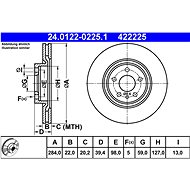 ATE 422225 brake disc 24.0122-0225.1, set of 2 - Brake Disc
