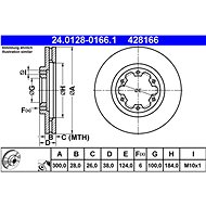 ATE 428166 brake disc 24.0128-0166.1, set of 2 - Brake Disc