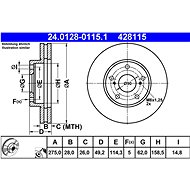 ATE 428115 brake disc 24.0128-0115.1, set of 2 - Brake Disc